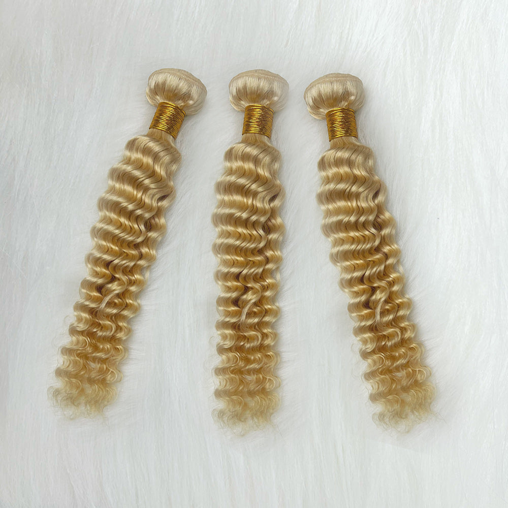 Deep Wave Human Hair #613 Blonde Bundles  (100grams)